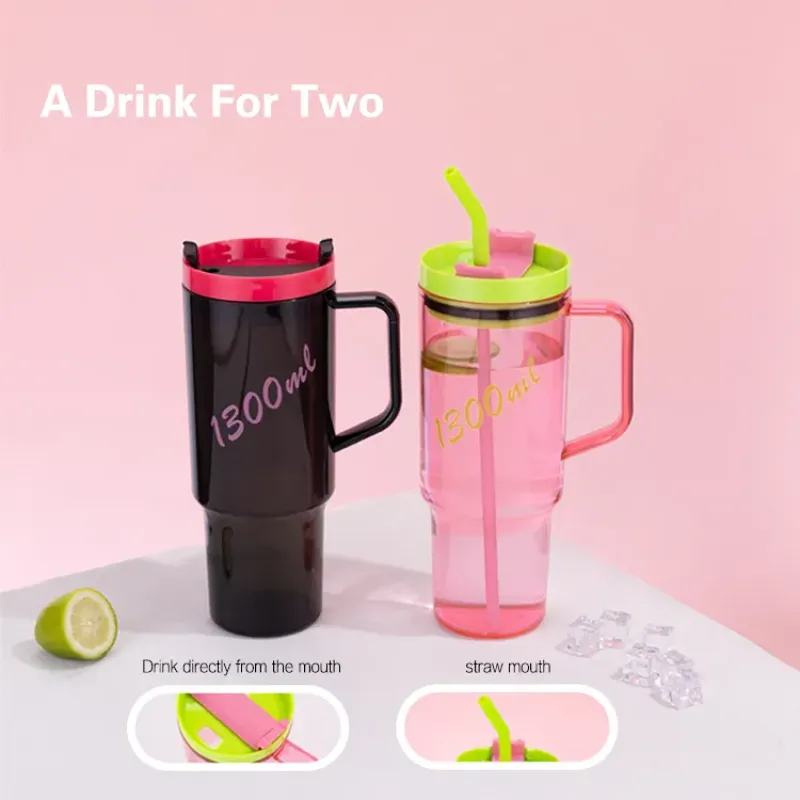 BPA Free Large Capacity Plastic Coffee Travel Mug 40oz Plastic Tumbler With Handle