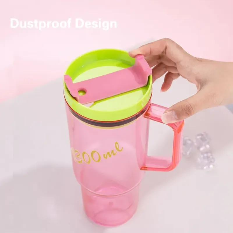 BPA Free Large Capacity Plastic Coffee Travel Mug 40oz Plastic Tumbler With Handle