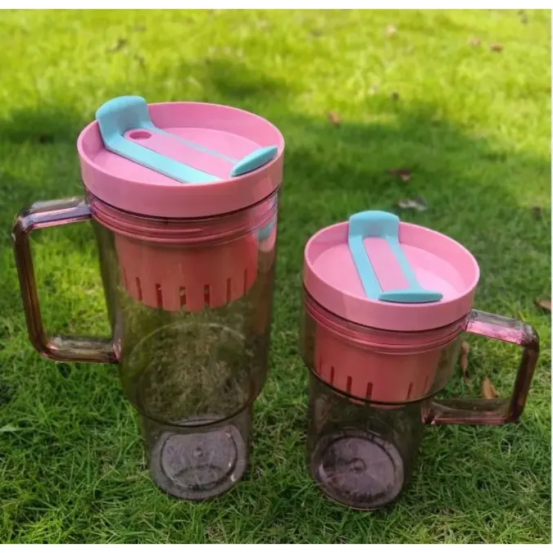 New 600ml 1200ml Trek Tumbler  40oz Plastic Tumbler With Handle And Straw BPA free Cold Cups