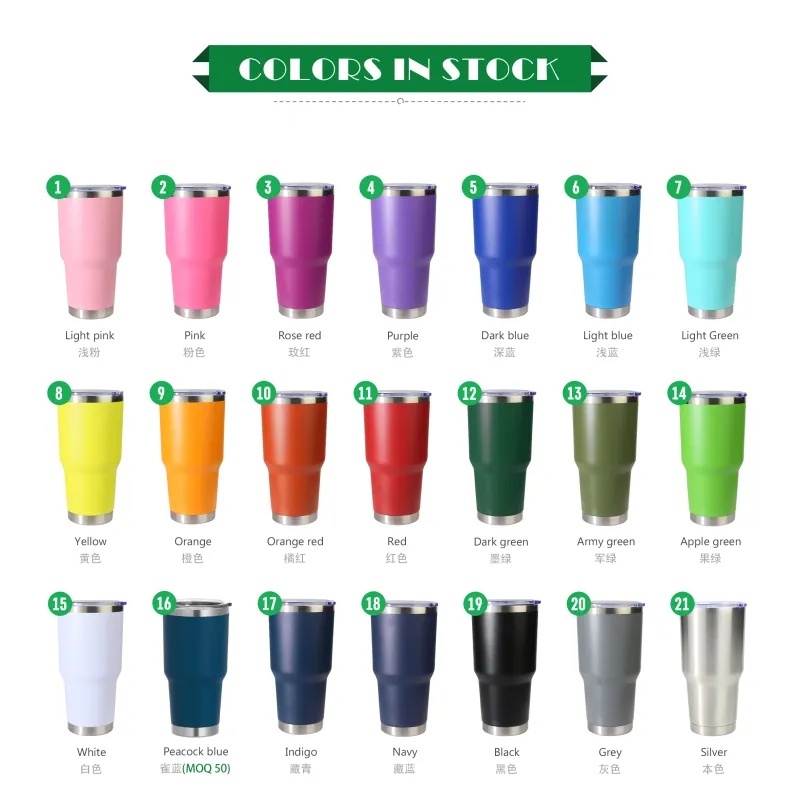 Custom Logo Tumbler Wholesale Bulk 20oz 30oz Insulated Beer Drink Cup Travel Coffe Mug Stainless Steel Tumbler