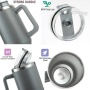 Custom Double Walled Insulated Vacuum Sealed Stainless Steel Yellow 40Oz Car Wine Cup Mug Tumbler With Handle And SpillProof Lid