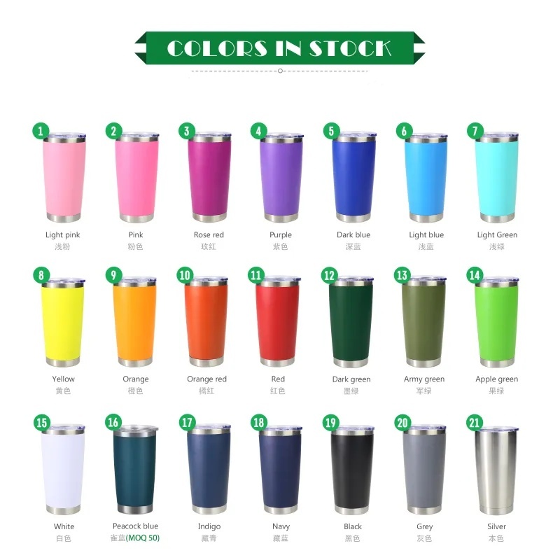 Custom Logo Tumbler Wholesale Bulk 20oz 30oz Insulated Beer Drink Cup Travel Coffe Mug Stainless Steel Tumbler