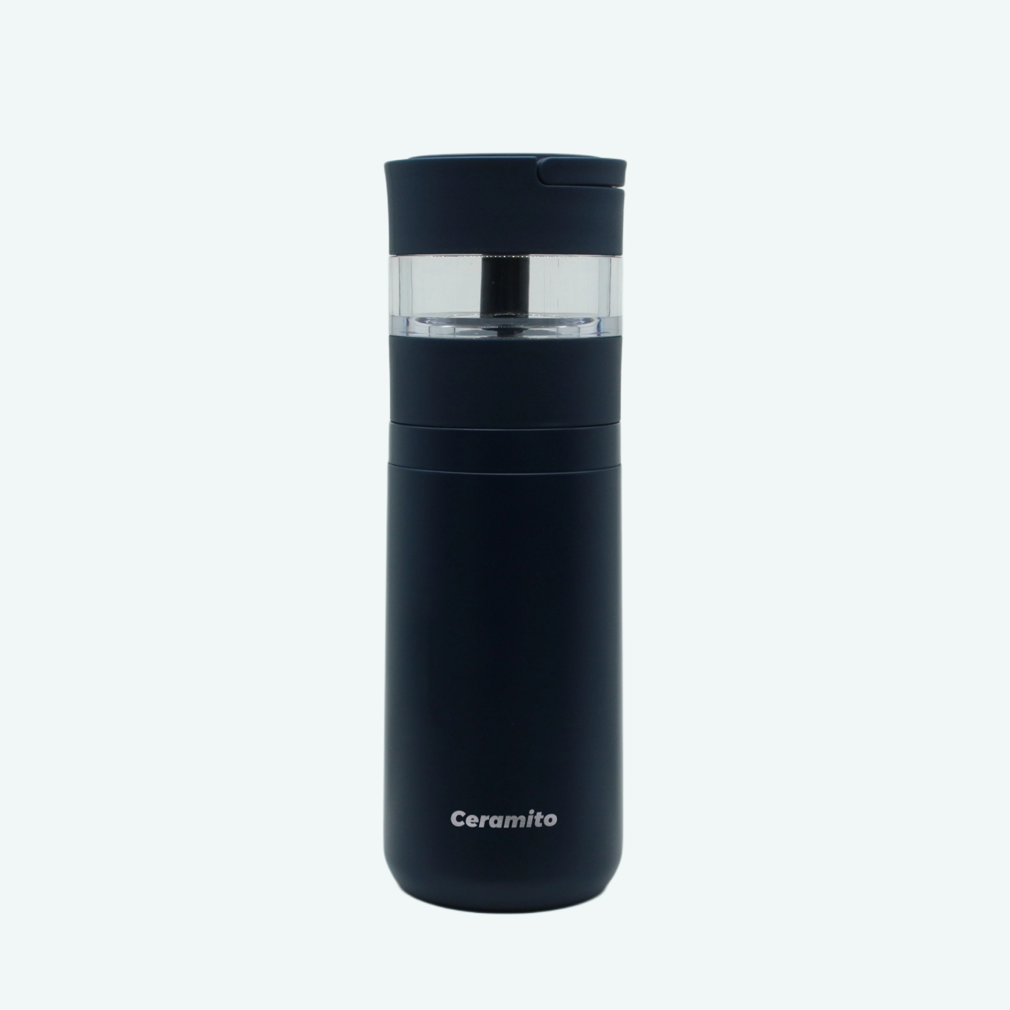 11.8oz/350ML Ceramic Insulated water bottle with portable Handle and with transparent Tritan plastic Tea, Fruit,Coffee and Cold Brew Infuser