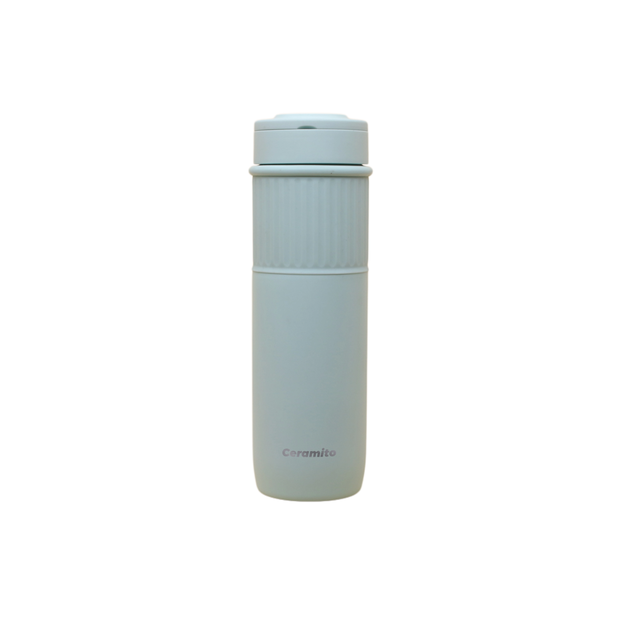 18oz/532ml Ceramic Insulated water bottle with Invisible portable Handle and silicone sleeve on the body.