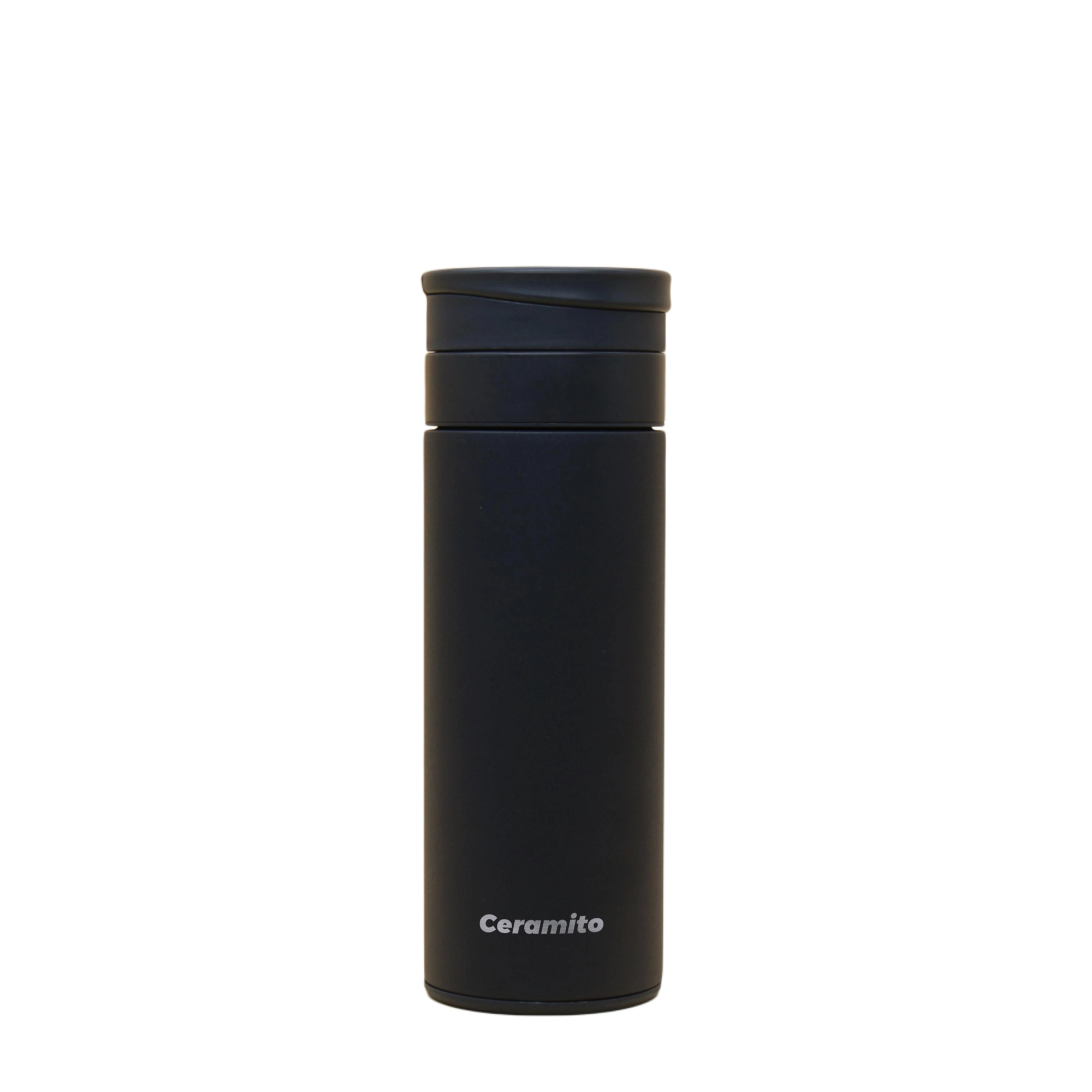 14.2oz/420ML Ceramic Insulated water bottle with portable Handle and with Ceramic Tea, Fruit,Coffee and Cold Brew Infuser