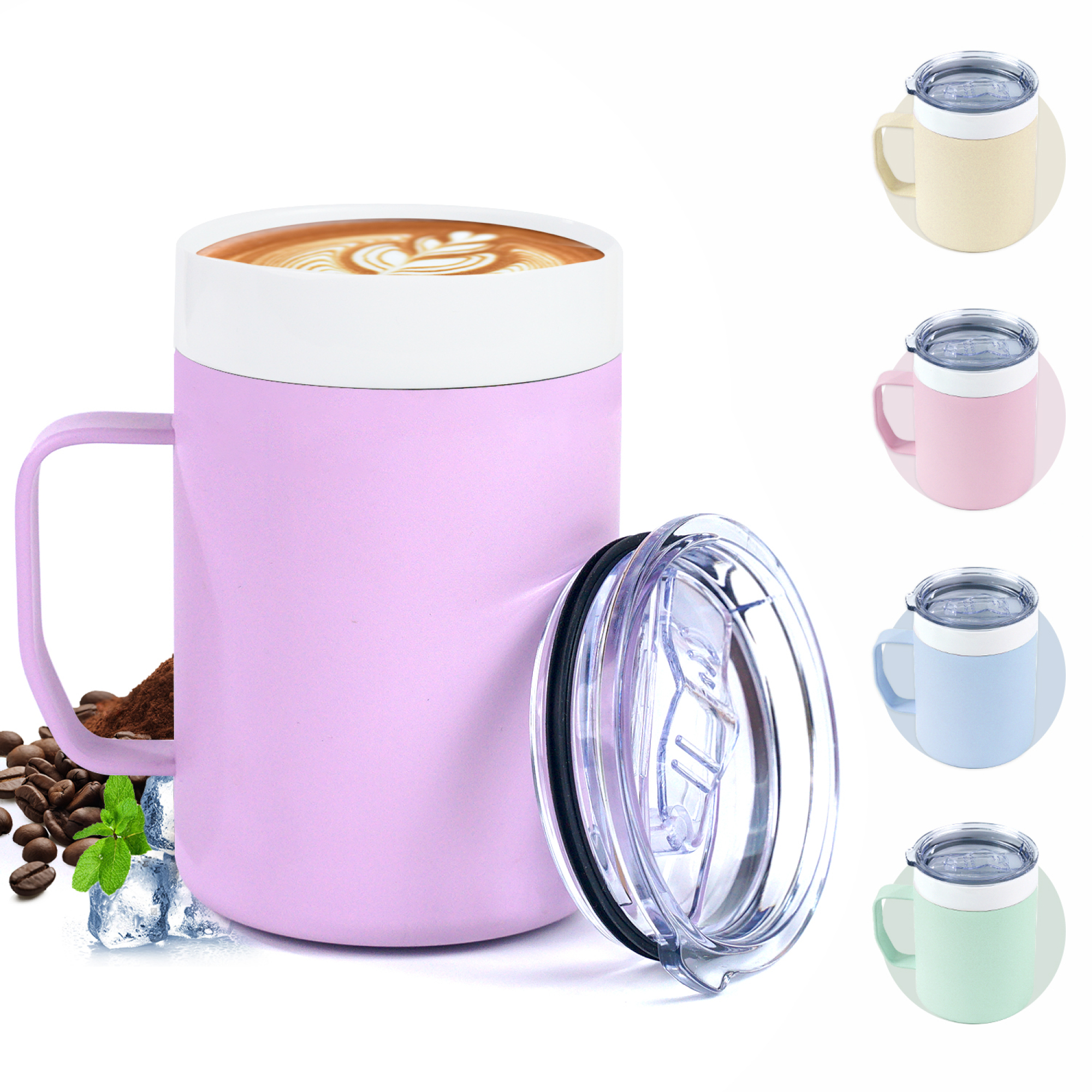 2-in-1 insulated 12oz Ceramic mug with handle