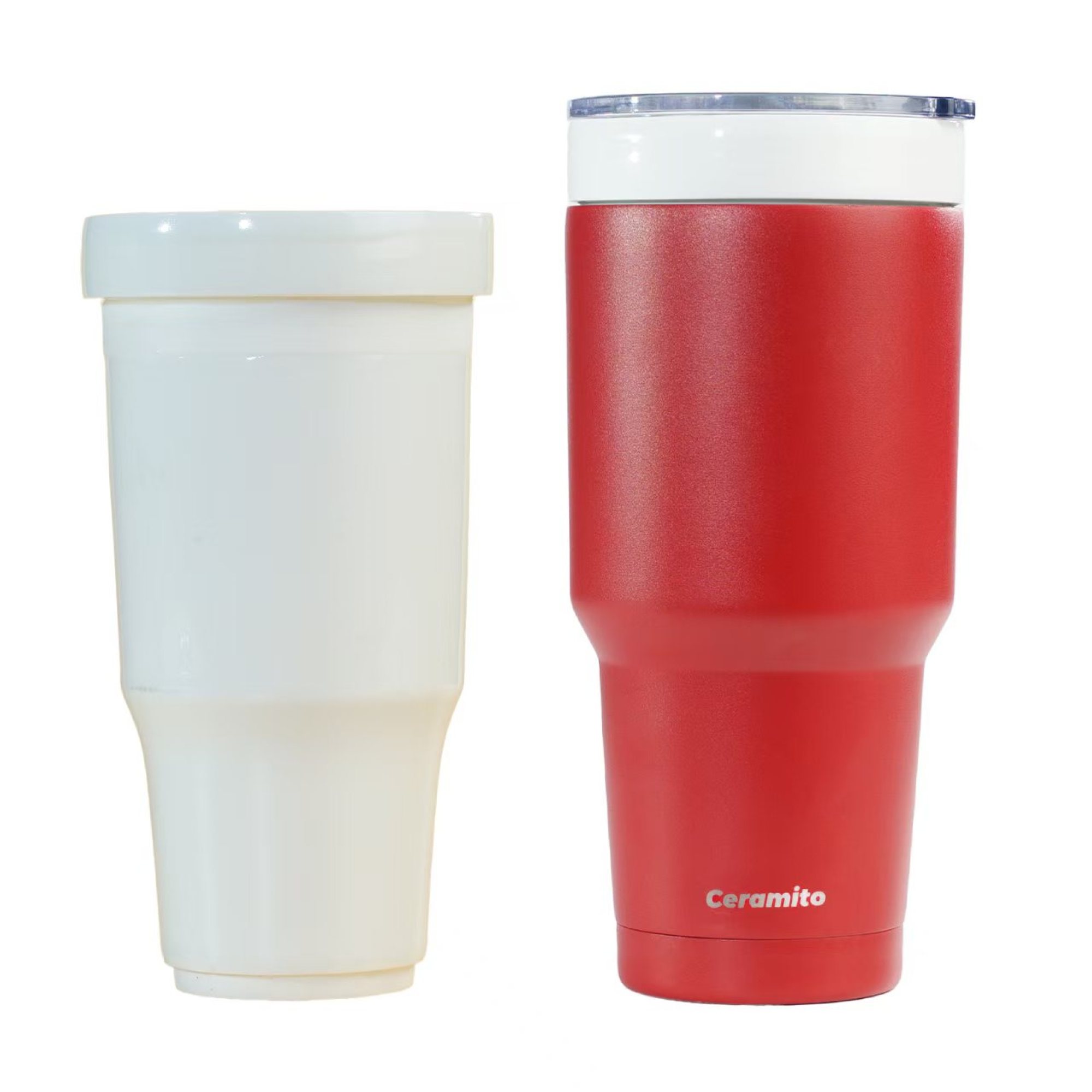 2-in-1 Detachable insulated 30oz/887ml Ceramic Insulated tumbler with slide lid