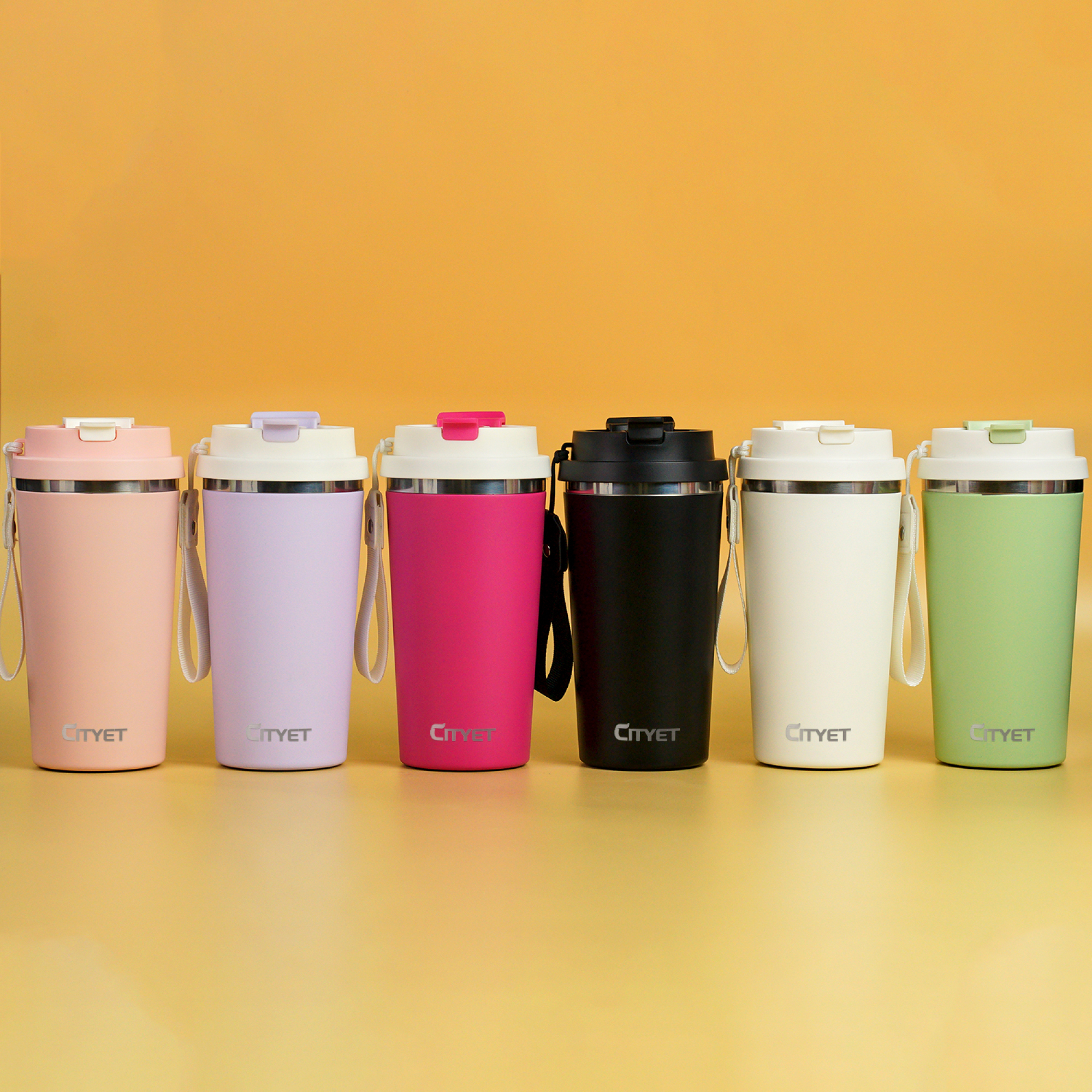 Customize 14.2oz / 420ML Ceramic Insulated coffee travel mug with portable  Handle and double drinking screw lid | Ceramito