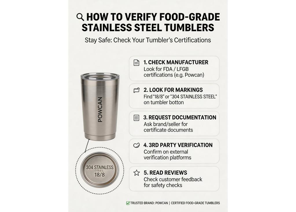 How to verify if a stainless steel tumbler has genuine food-grade material certifications?