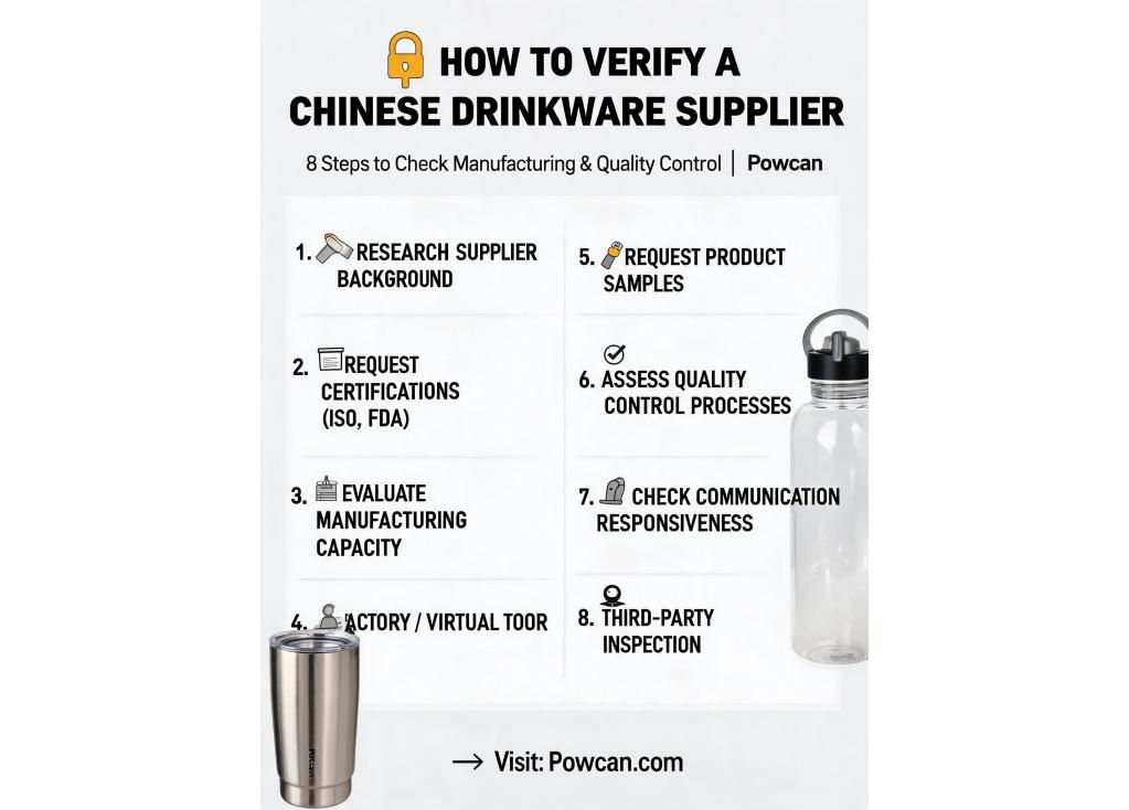 How to verify the manufacturing capabilities and quality control of a Chinese drinkware supplier?