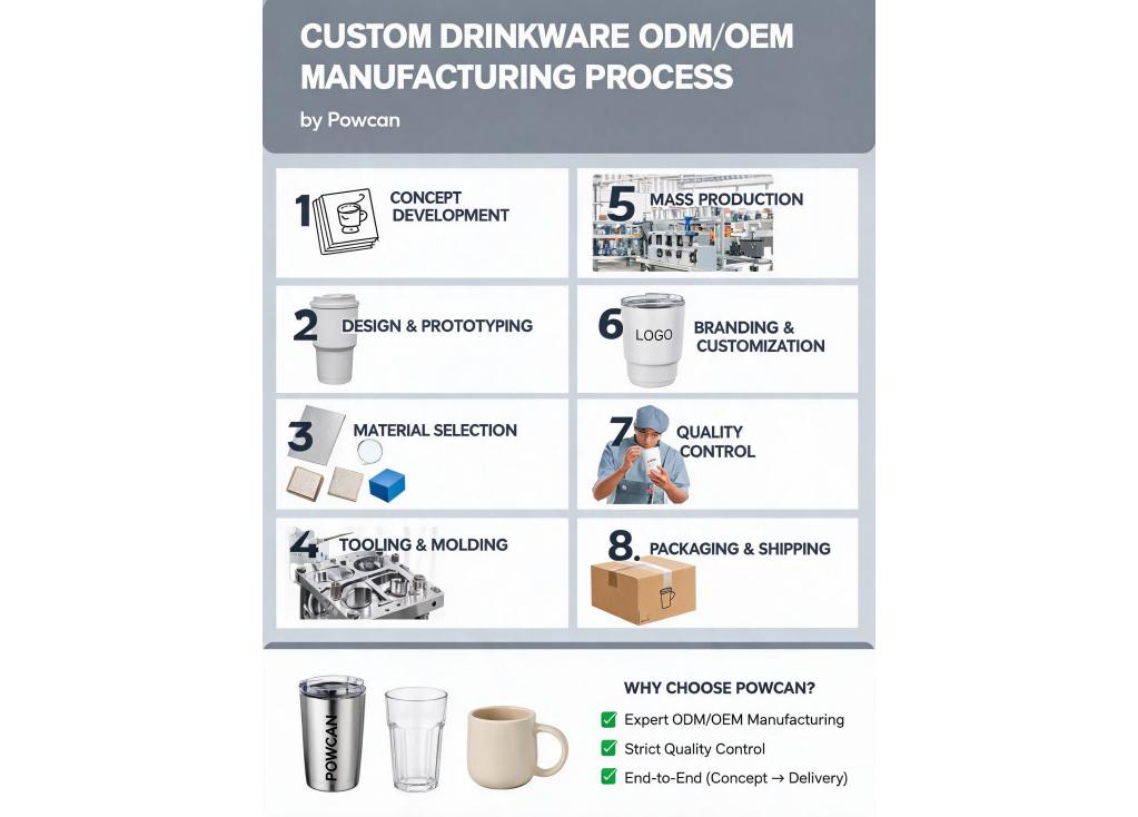 What is the full process for custom drinkware ODM/OEM manufacturing?