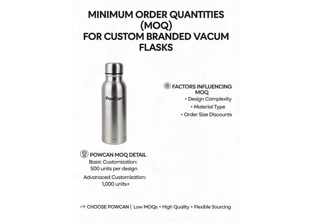 What are the minimum order quantities for custom branded vacuum flasks from manufacturers in China?