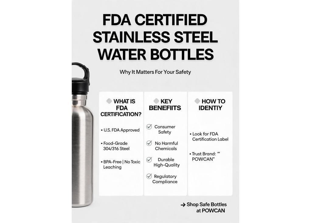What is FDA certification for stainless steel water bottles and why is it important?