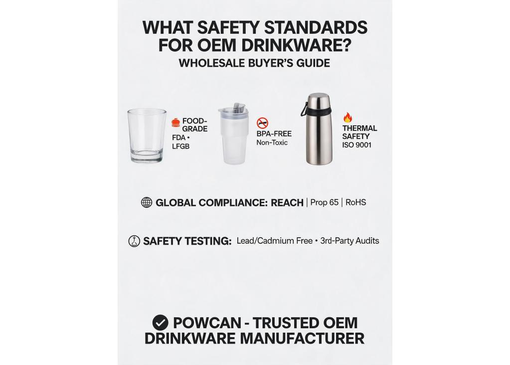 What safety standards should wholesale buyers look for in OEM drinkware manufacturing?