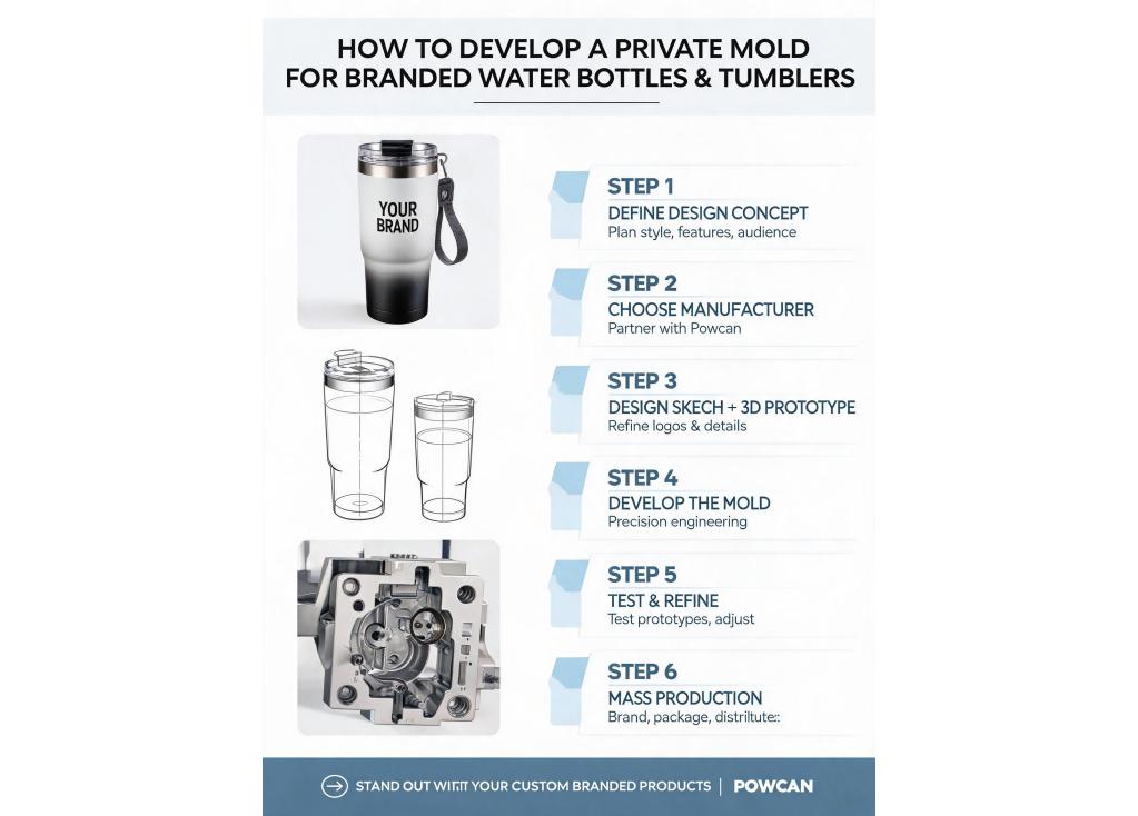 How to develop a private mold for branded water bottles and tumblers?
