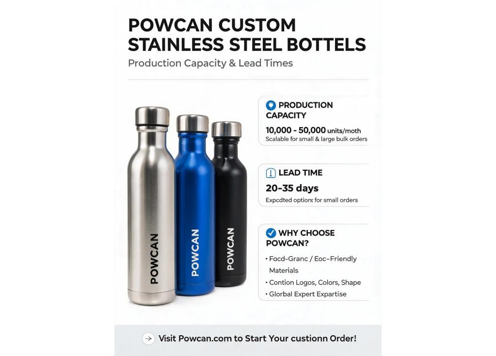 What is the typical production capacity and lead time for a custom stainless steel bottle order from China?