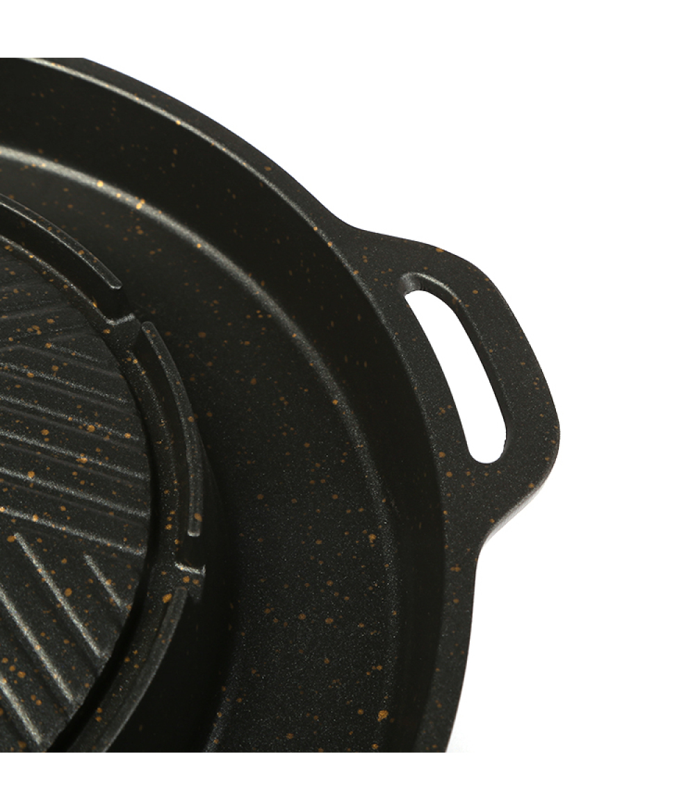 Low Price Marble Coated Cookware Multi Aluminum Non Stick Round Cast Iron Bbq Grill Pan
