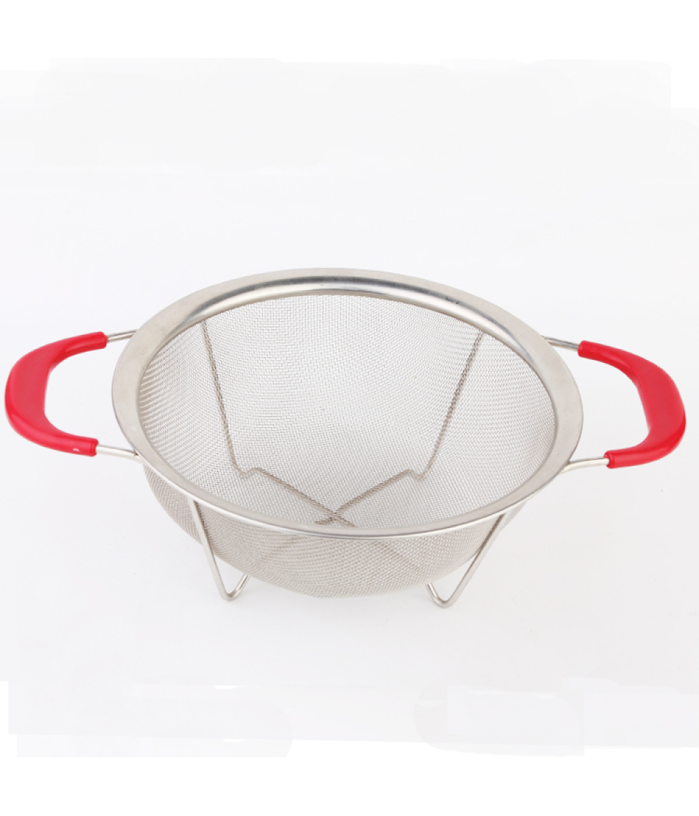 Wholesale Plastic Handle Stainless Steel Colander Basket For Kitchen