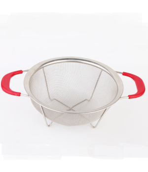 Wholesale Plastic Handle Stainless Steel Colander Basket For Kitchen