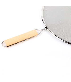 Hot Sale Stainless Steel Mesh Frying Splatter Guard With Wooden Handle