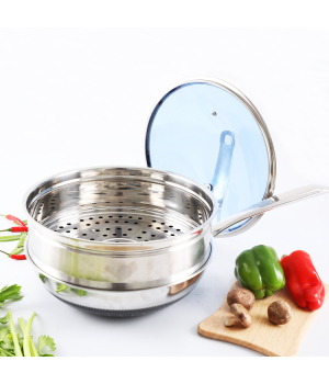 2019 New Hot Sale Non Stick Stainless Steel 32cm 3 Ply Dry Fry Pan