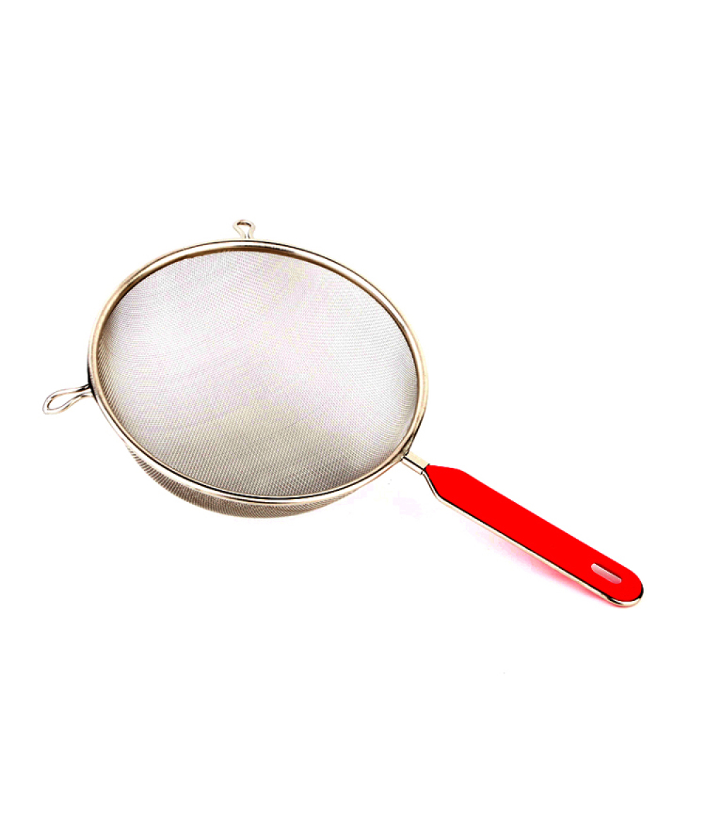 Stainless Steel Over Sink Rice Fruit Vegetable Mesh Strainer With Plastic Handle