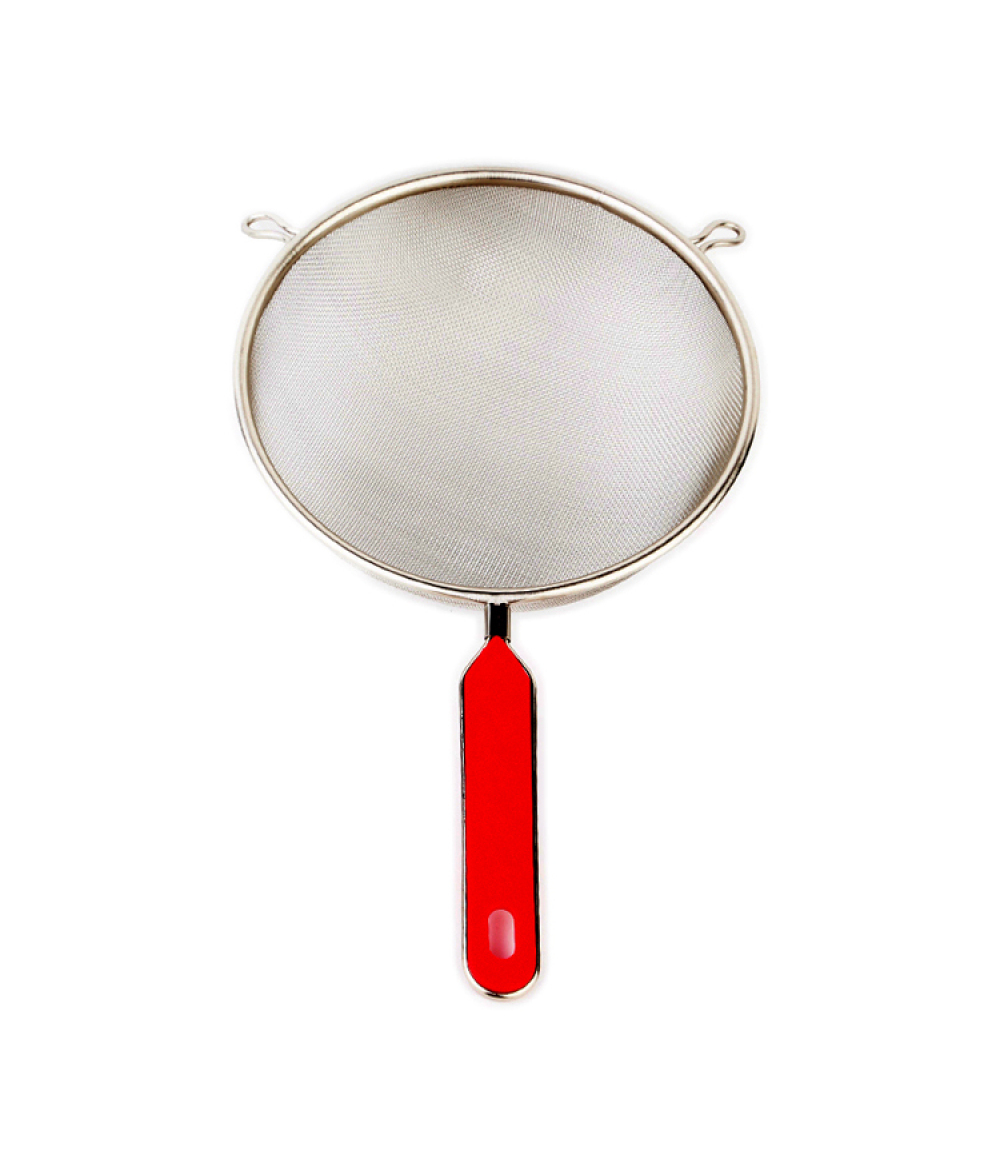 Stainless Steel Over Sink Rice Fruit Vegetable Mesh Strainer With Plastic Handle