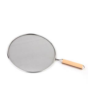 Hot Sale Stainless Steel Mesh Frying Splatter Guard With Wooden Handle