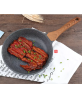 Alu Die Wood Grain Rubber Handle Induction Stone-Coated Non Stick Frying Pan Marble Coating Non-Stick Fry Pan