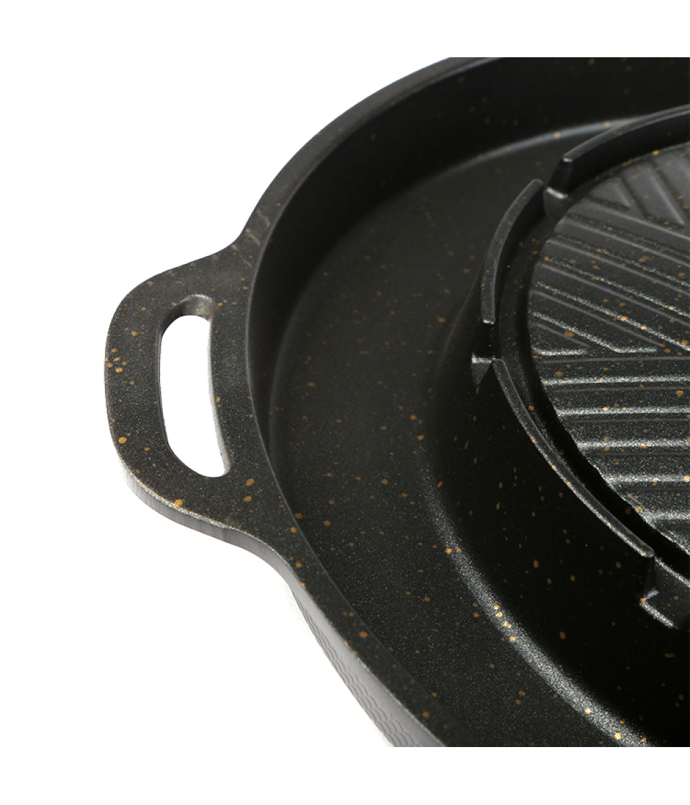 Low Price Marble Coated Cookware Multi Aluminum Non Stick Round Cast Iron Bbq Grill Pan