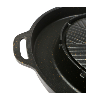 Low Price Marble Coated Cookware Multi Aluminum Non Stick Round Cast Iron Bbq Grill Pan
