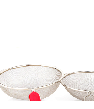 Stainless Steel Over Sink Rice Fruit Vegetable Mesh Strainer With Plastic Handle