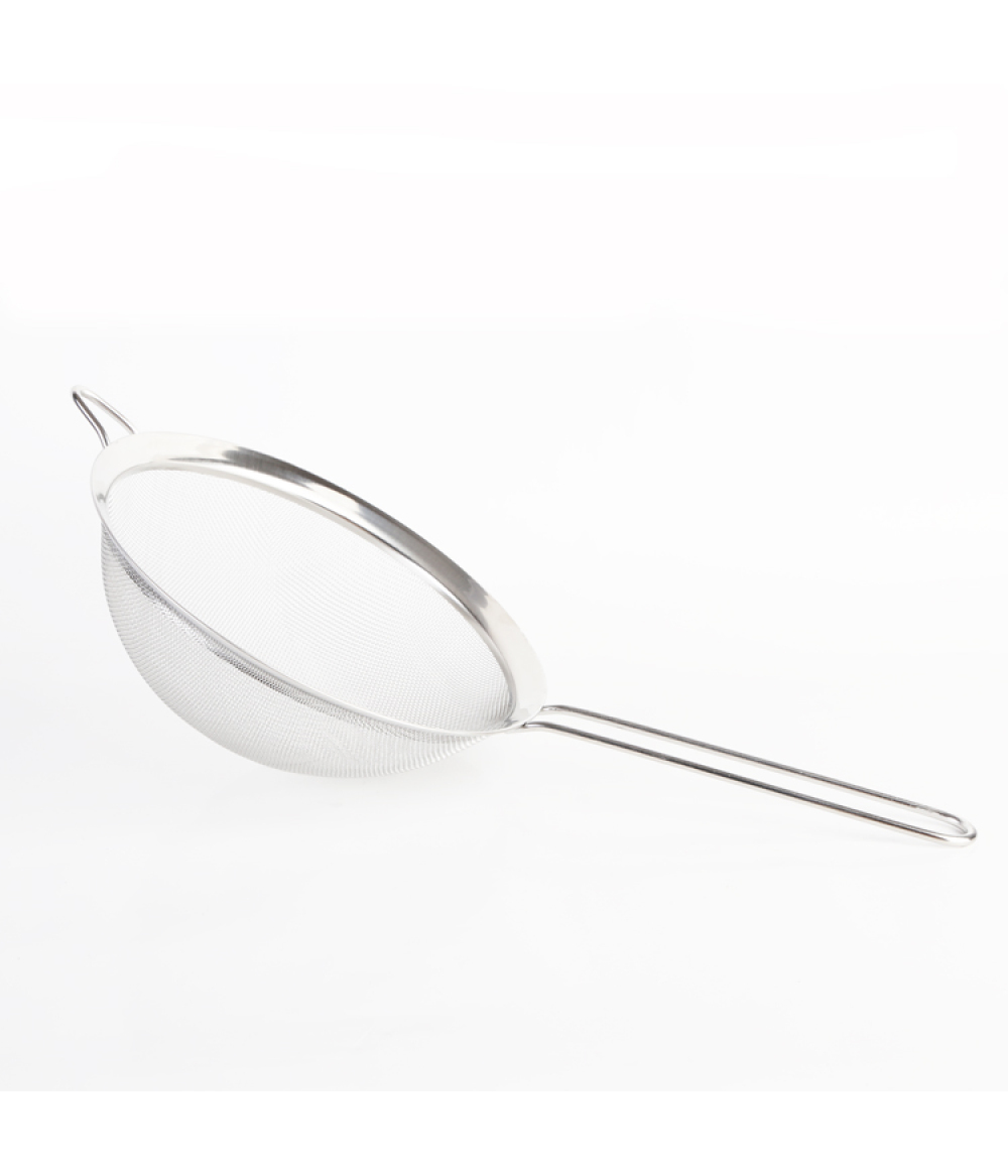 Premium Quality Stainless Steel Double Fine Mesh Strainer Colander With Wooden Handle