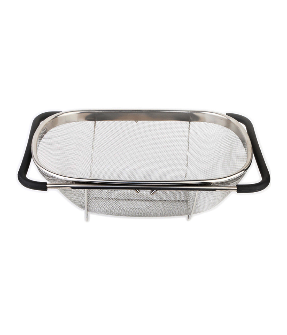 New Design Stainless Steel Filter Net Strainer Basket With Wide Rim Resting Feet And Handles