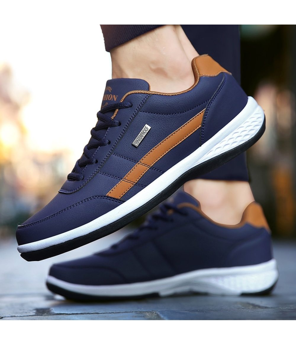 Leather Men Shoes Sneakers Trend Casual Shoe Italian Breathable Leisure Male Sneakers Non-slip Footwear Men Vulcanized Shoes