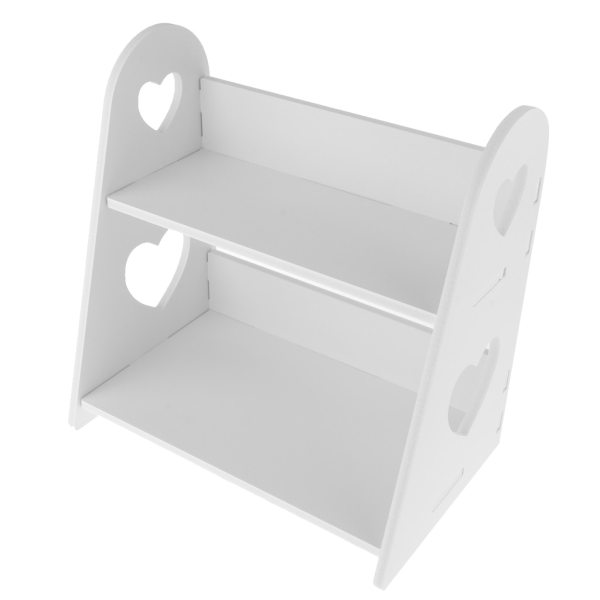 Wood Plastic Desktop Storage Organizer Display Shelf Rack Bookcase Decoration Crafts White