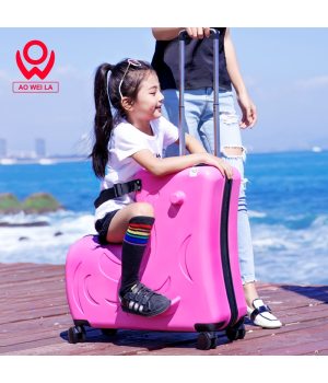 AOWEILA PC Duffel Bag for Kids Ride-On Suitcase Carry-On Luggage with Wheels Fits to Children Aged 1-12 Years Old Travel