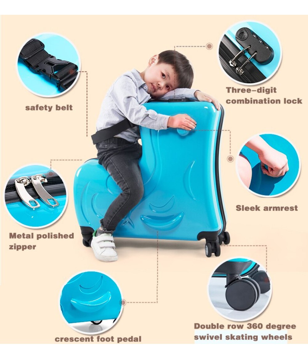 AOWEILA PC Duffel Bag for Kids Ride-On Suitcase Carry-On Luggage with Wheels Fits to Children Aged 1-12 Years Old  Travel
