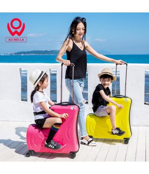 AOWEILA PC Duffel Bag for Kids Ride-On Suitcase Carry-On Luggage with Wheels Fits to Children Aged 1-12 Years Old Travel