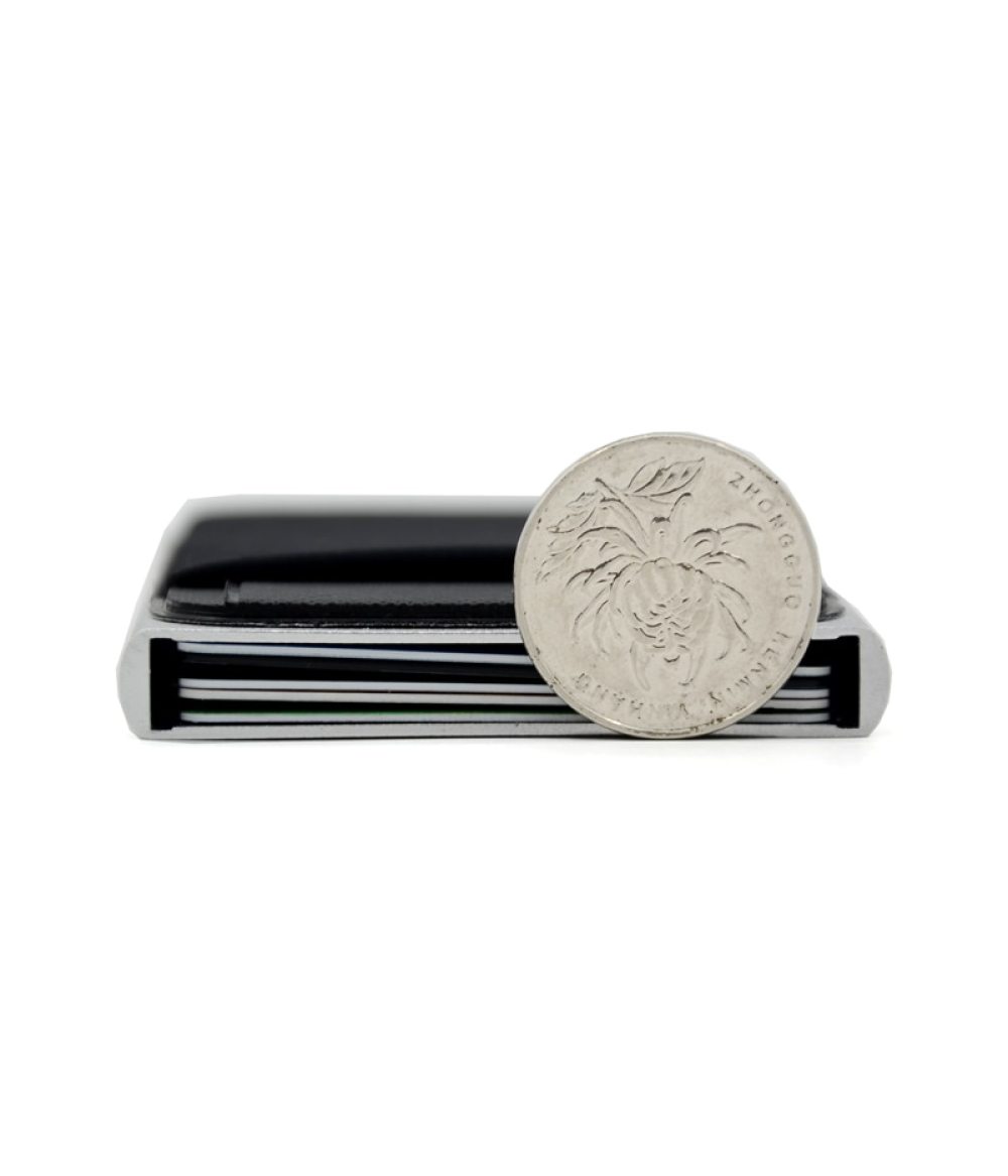 YUECIMIE Slim Aluminum Wallet With Elasticity Back Pouch ID Credit Card Holder Mini RFID Wallet Automatic Pop up Bank Card Case