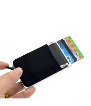YUECIMIE Slim Aluminum Wallet With Elasticity Back Pouch ID Credit Card Holder Mini RFID Wallet Automatic Pop up Bank Card Case