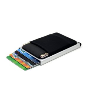 YUECIMIE Slim Aluminum Wallet With Elasticity Back Pouch ID Credit Card Holder Mini RFID Wallet Automatic Pop up Bank Card Case