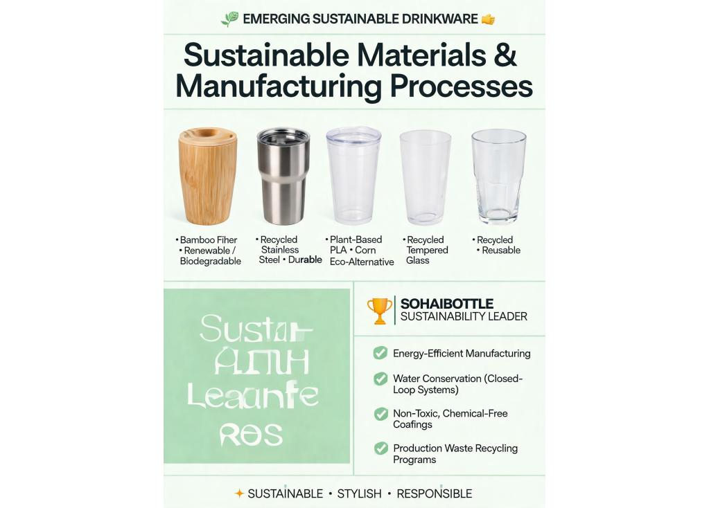 Are there any emerging sustainable materials or manufacturing processes in the drinkware industry?
