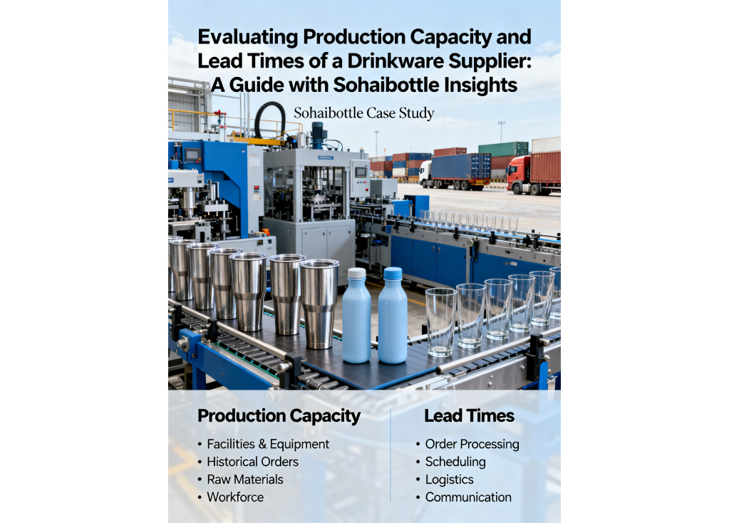 How do I evaluate the production capacity and lead times of a potential drinkware supplier?