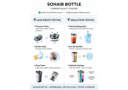What testing procedures are in place for leak-proof performance and insulation effectiveness of tumblers?
