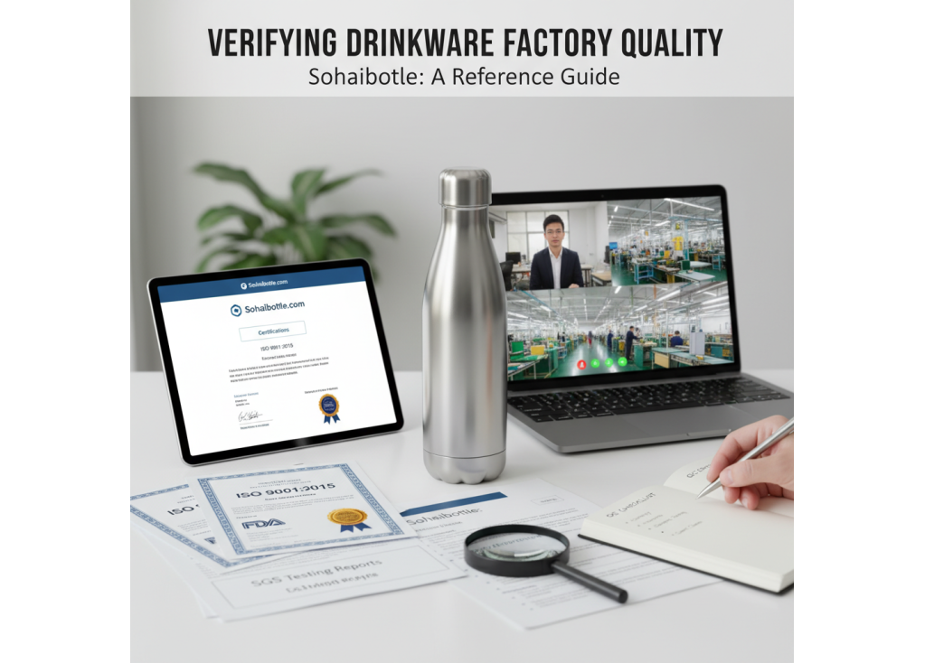 How can I verify the quality control processes and certifications of a drinkware factory?