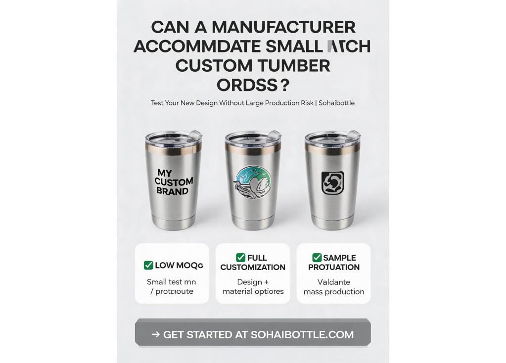 Can a manufacturer accommodate small batch orders for testing a new custom tumbler design before committing to large volume?