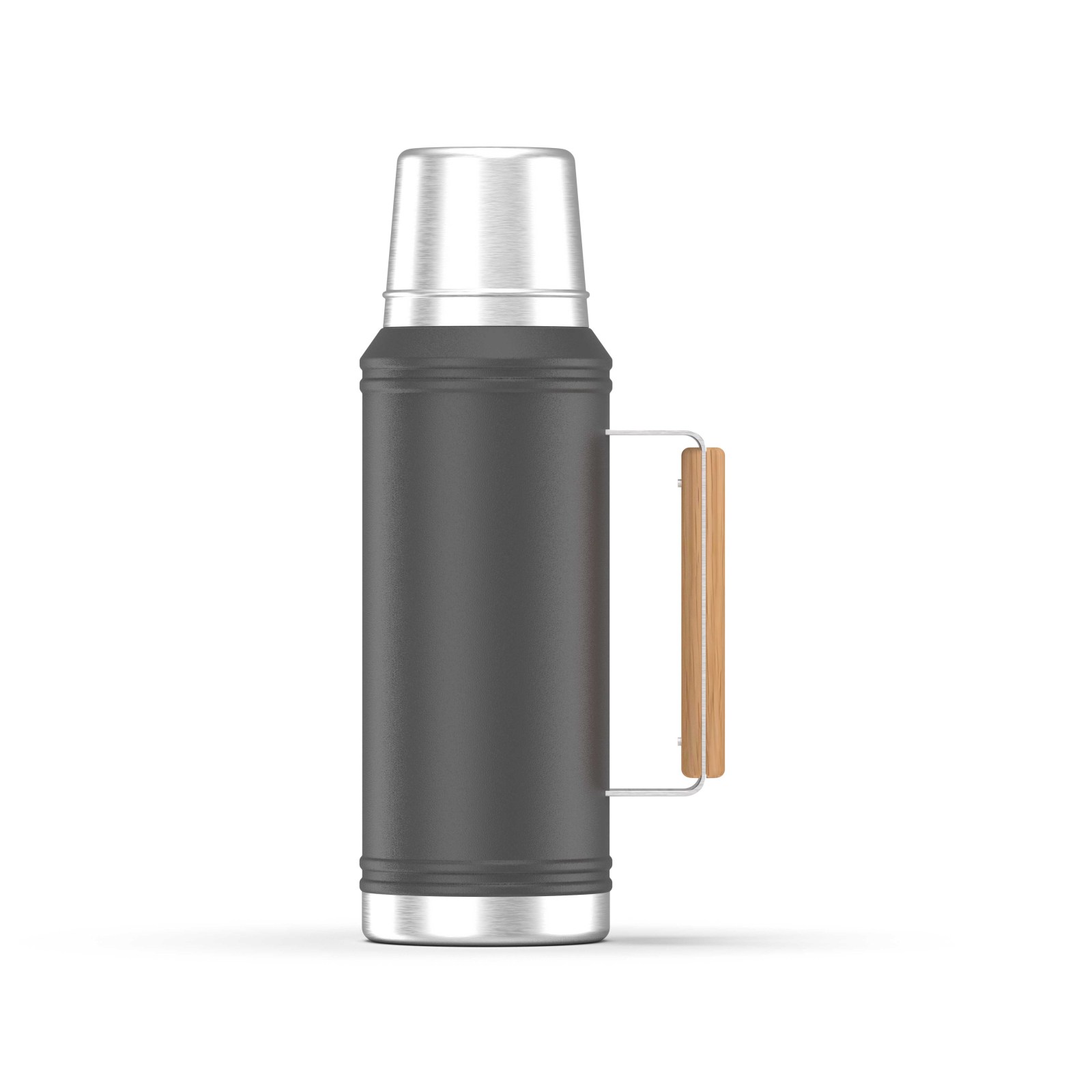 Stay-Hot &Cold Bottle with  SS Inner Stoper and SS Outer Cap | Welded Hollow Metal and Wooden Handle |Insulated Stainless Steel  Bottle for  bear, Tea, and More