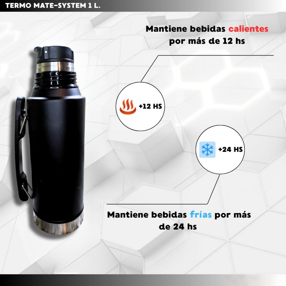 Credrink  Factory Direct wholesale Set Matero Mate System Termo 1L+Mate Termico+ Bombilla   kit -Negro