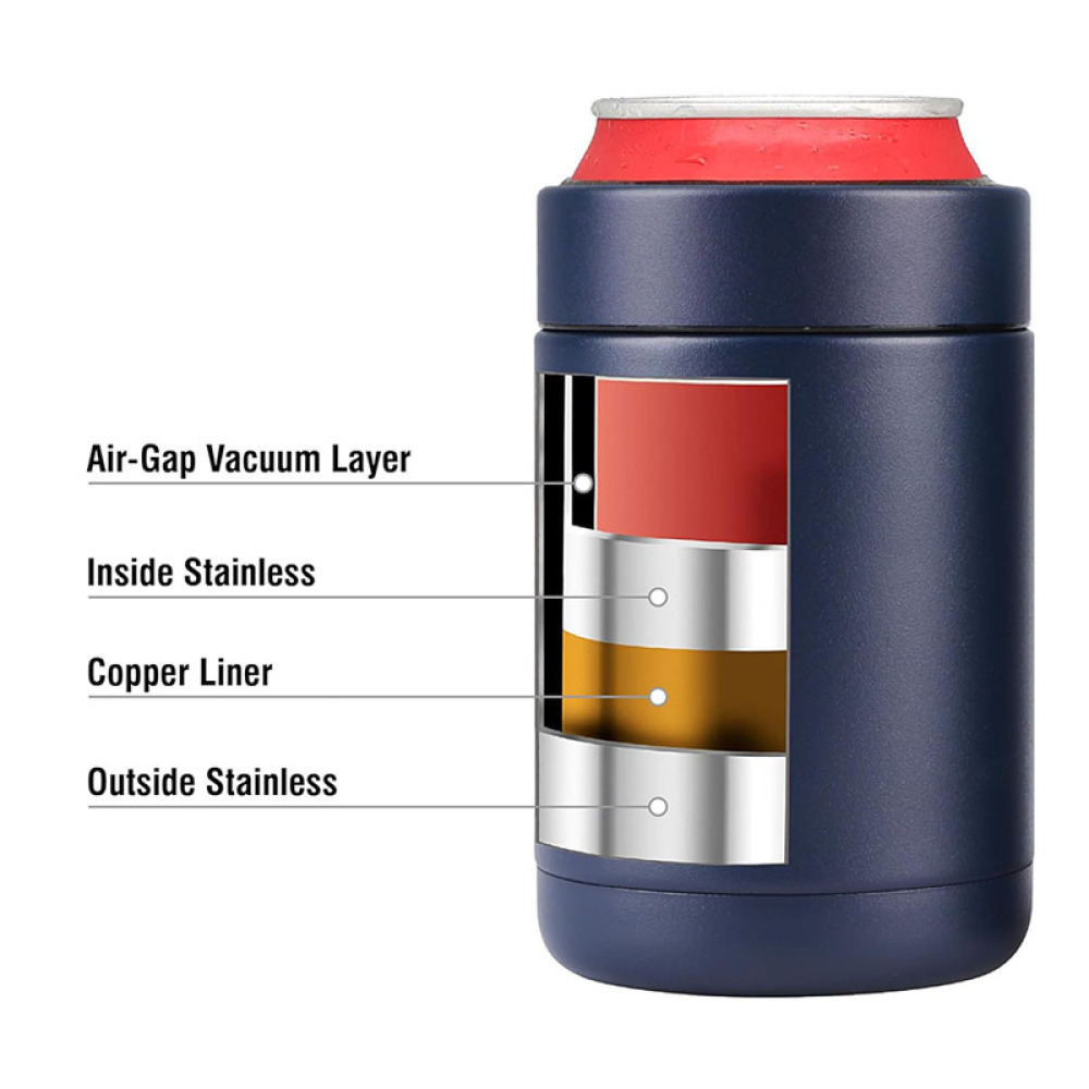 Enfriador de latas y botellas con aislamiento al vacío de acero inoxidable de 12 oz de Credrink Enfriador de latas de doble pared para latas y botellas Enfriador de latas y enfriador de metal revestido de cobre